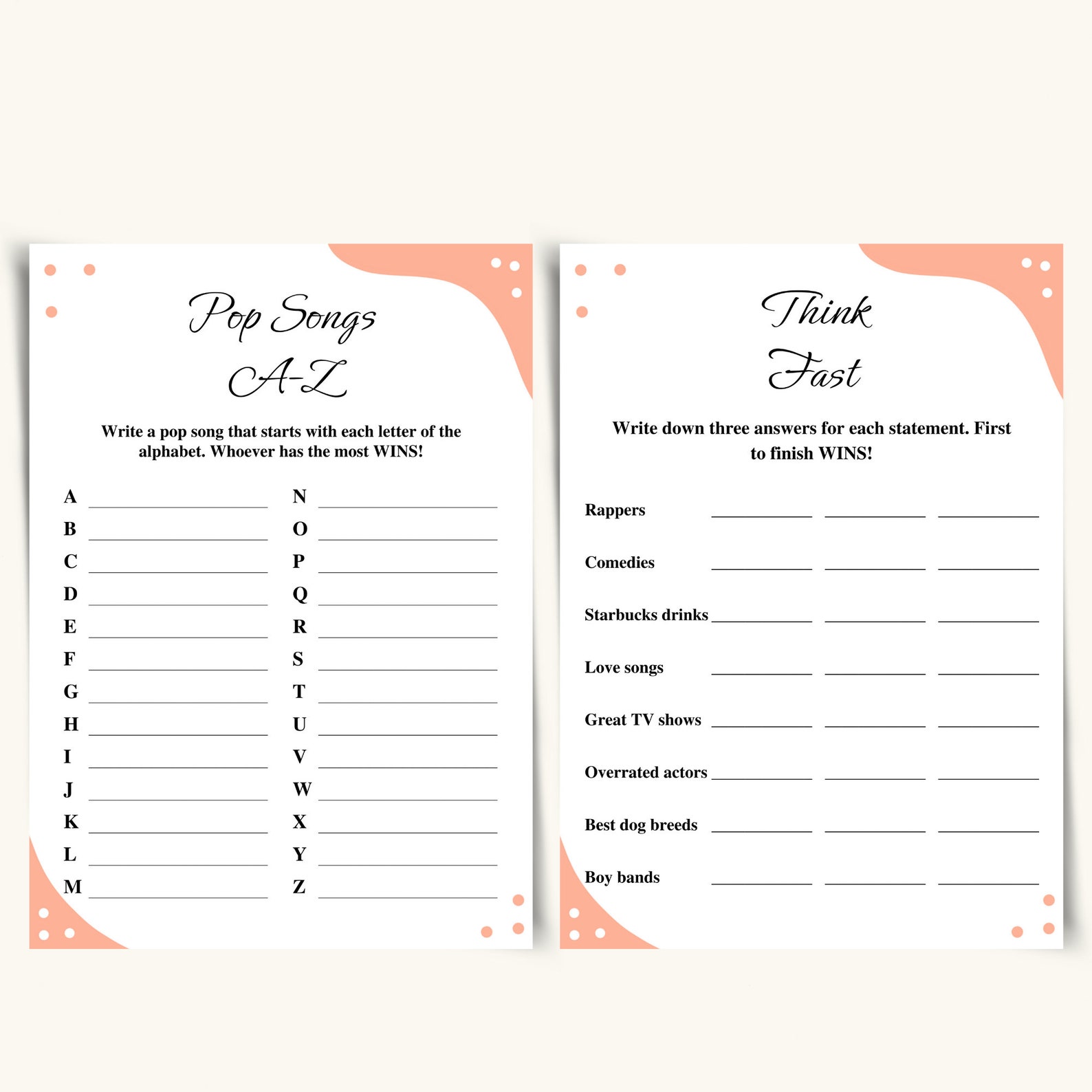 8 Printable House Party Games Fun Cocktail Party Games for Adults