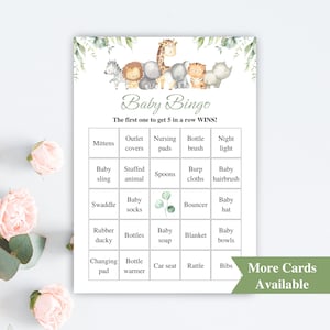 30 Printable Safari Baby Shower Bingo Cards 5x7'' Prefilled Baby Bingo Cards Jungle Baby Shower Games DOWNLOAD image 1