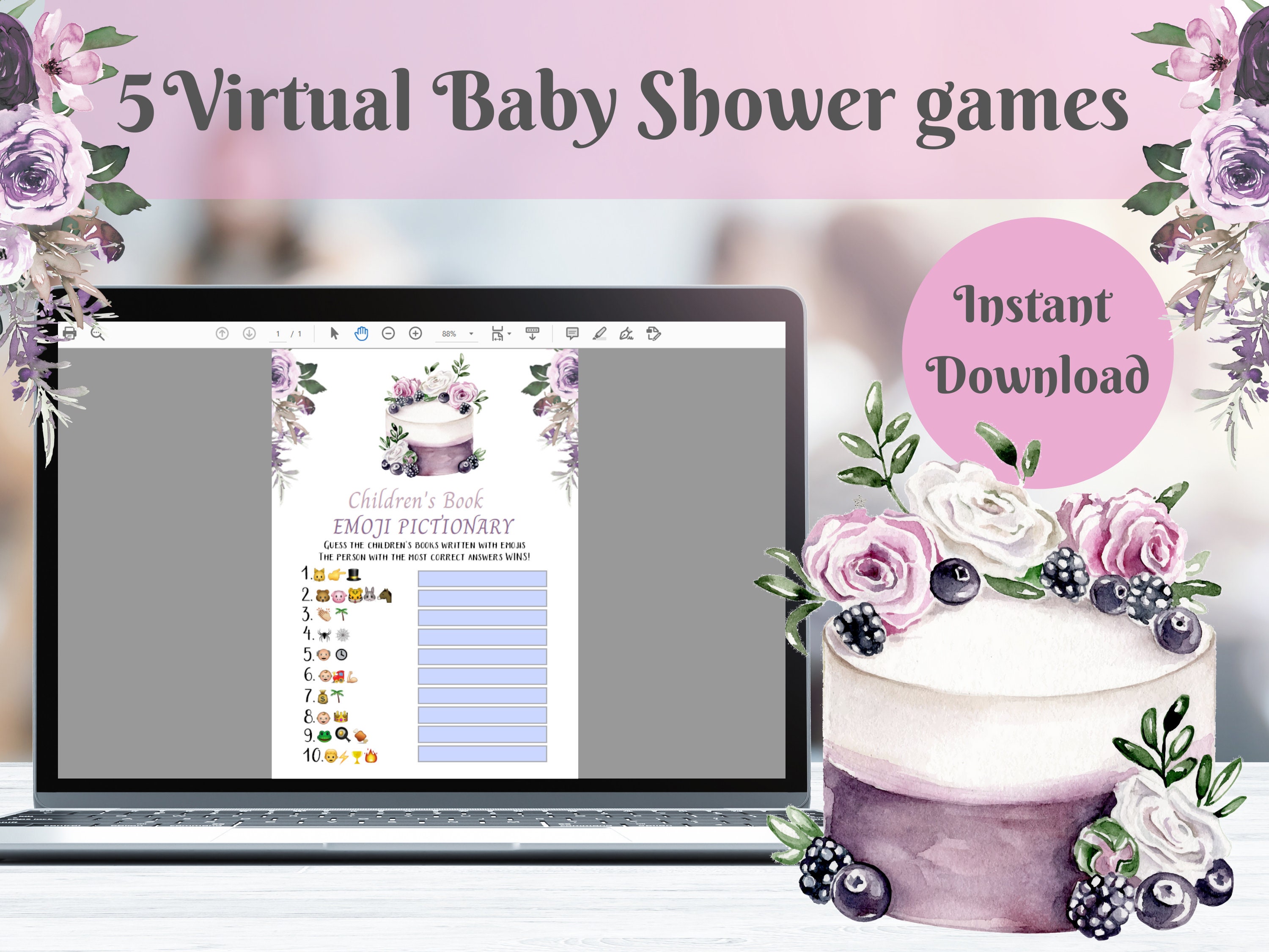 Virtual Baby Shower Games For Zoom Instant Download Tea Party Etsy