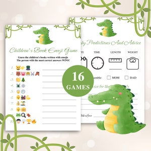 Printable Alligator Baby Shower Games: Crocodile Theme, 16 Game Bundle, DOWNLOAD
