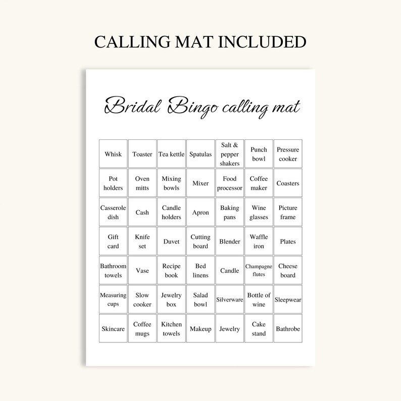 50 Printable Bridal Shower Bingo Cards, Prefilled Bridal Bingo Game Cards, Bridal Shower Gift