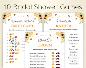 10 Printable Bee Bridal Shower Games, Honey And Sunflower Bridal Shower Games, Bride To Bee Bridal Shower Games, DOWNLOAD