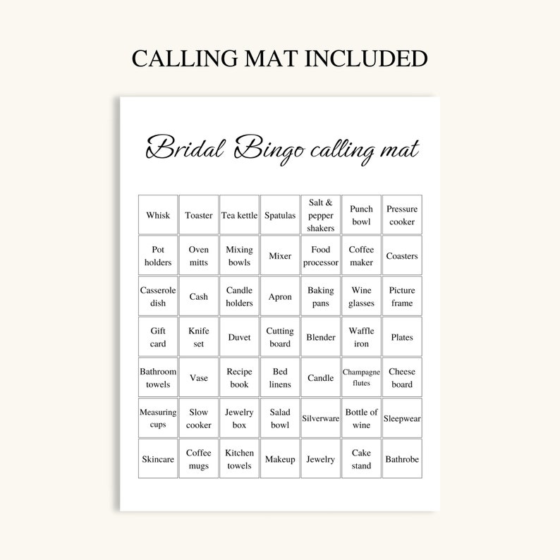 50 Printable Bridal Shower Bingo Cards, Prefilled Bridal Bingo Game