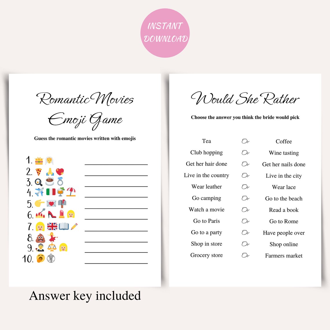 8 Clean Bachelorette Party Games Printable Bachelorette Game Etsy