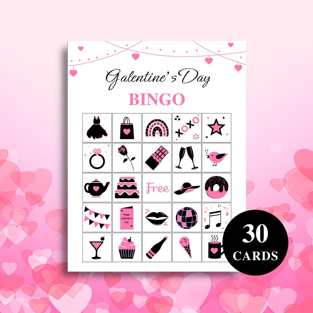 30 Printable Galentine's Day Bingo Cards | Galentine's Day Games ...