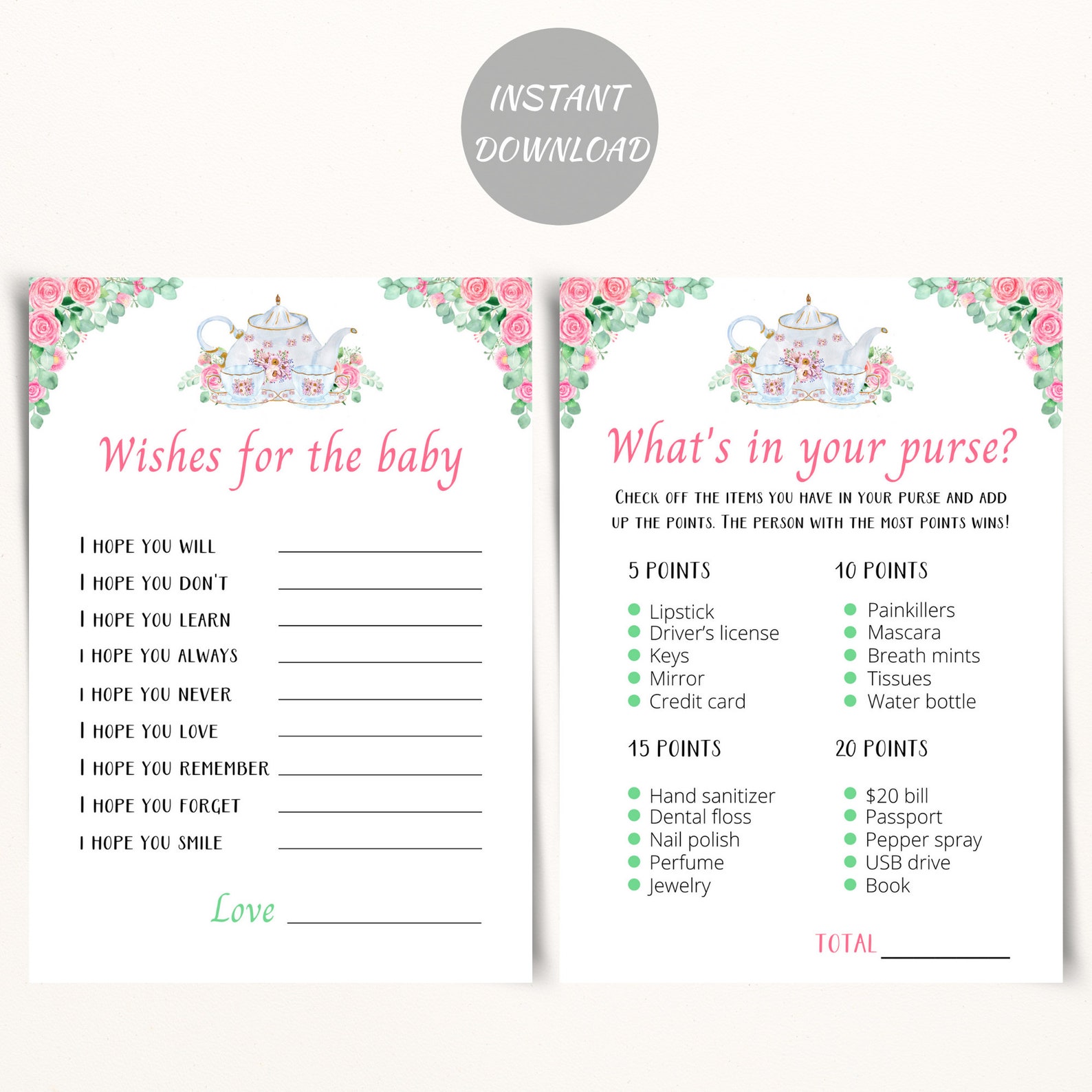 Printable Tea Party Baby Shower Games Afternoon Tea Baby - Etsy