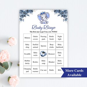 30 Carte Bingo Royal Baby Shower stampabili / Carte Bingo Baby precompilate 5x7 / Giochi Boy Elephant Baby Shower / Prince Baby Shower / DOWNLOAD