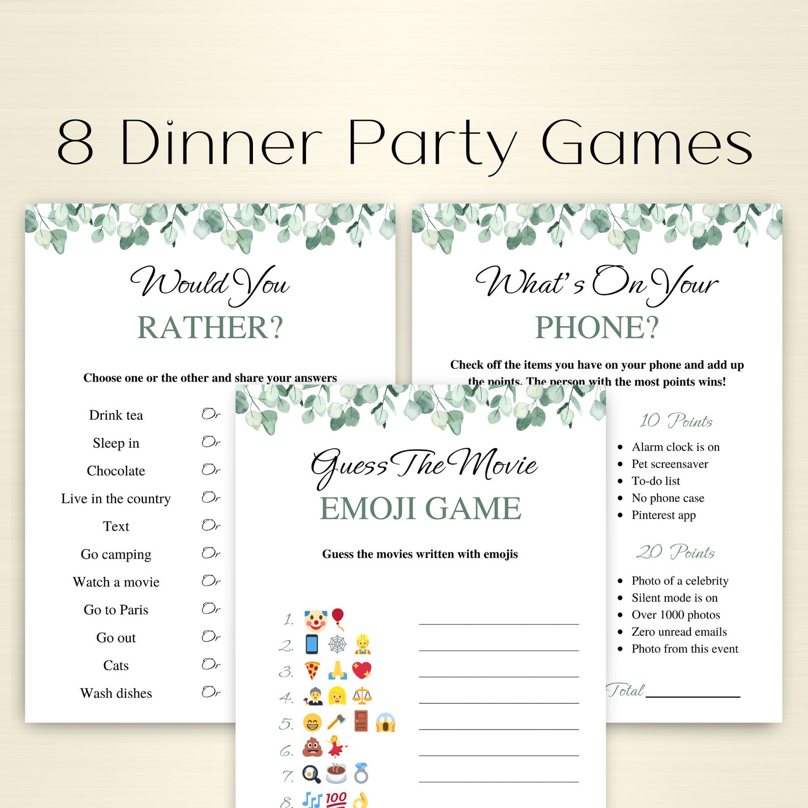 8 Printable Dinner Party Games Dinner Table Party Games Icebreaker