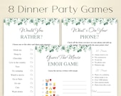 8 Printable Dinner Party Games: Icebreaker Games, Greenery Birthday Party Games, DOWNLOAD