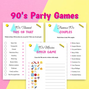 10 Printable 90s Themed Party Games | 90s Party Game Bundle | 90s Themed Birthday Party Games | US Letter Size & A4 Included | DOWNLOAD