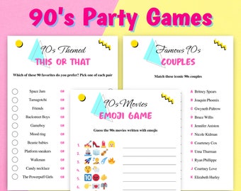 10 Printable 90s Themed Party Games | 90s Party Game Bundle | 90s Themed Birthday Party Games | US Letter Size & A4 Included | DOWNLOAD