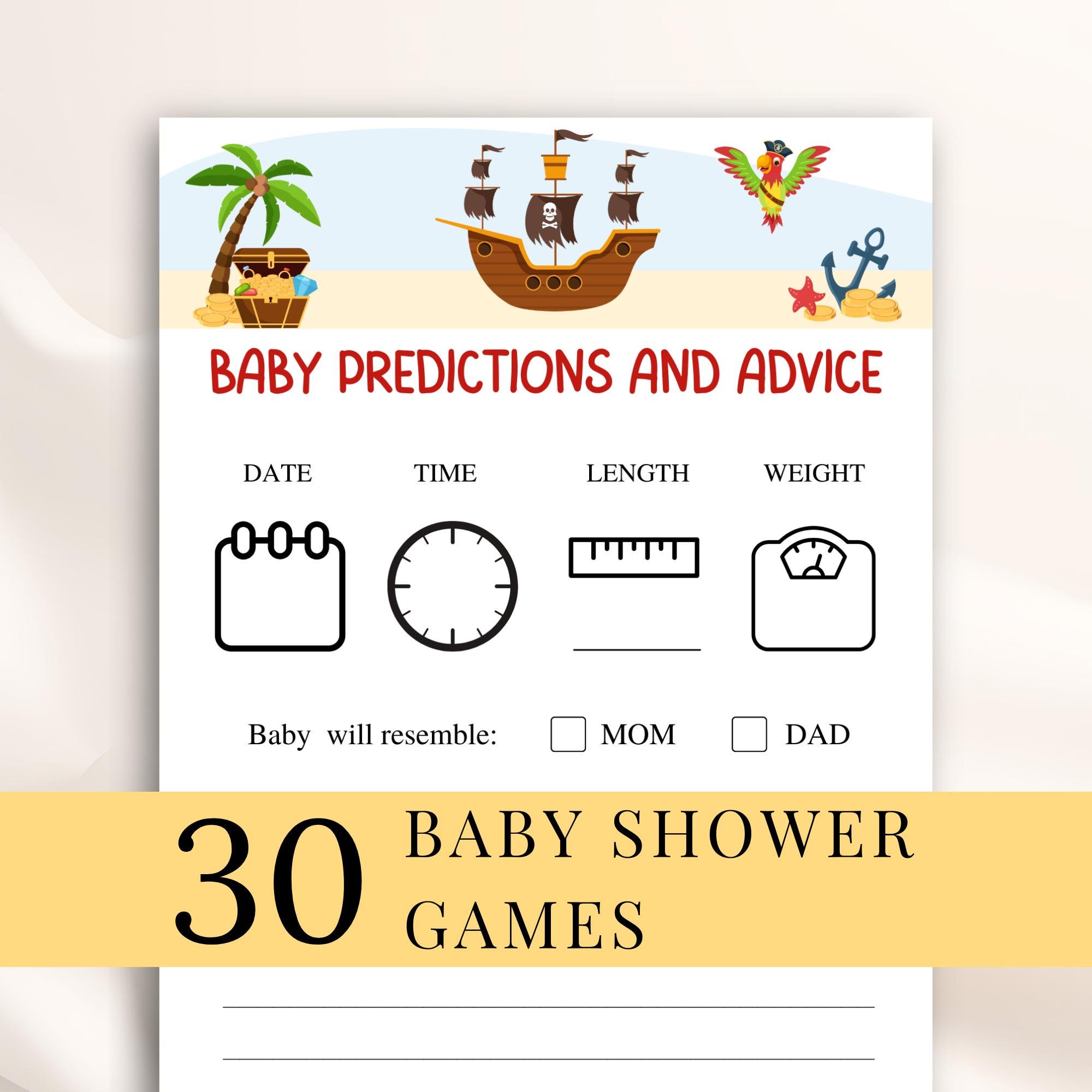 30 juegos imprimibles de baby shower pirata, juegos náuticos, juegos de  playa y océano. ¡DESCARGA! - Etsy México, image size:2000x2000