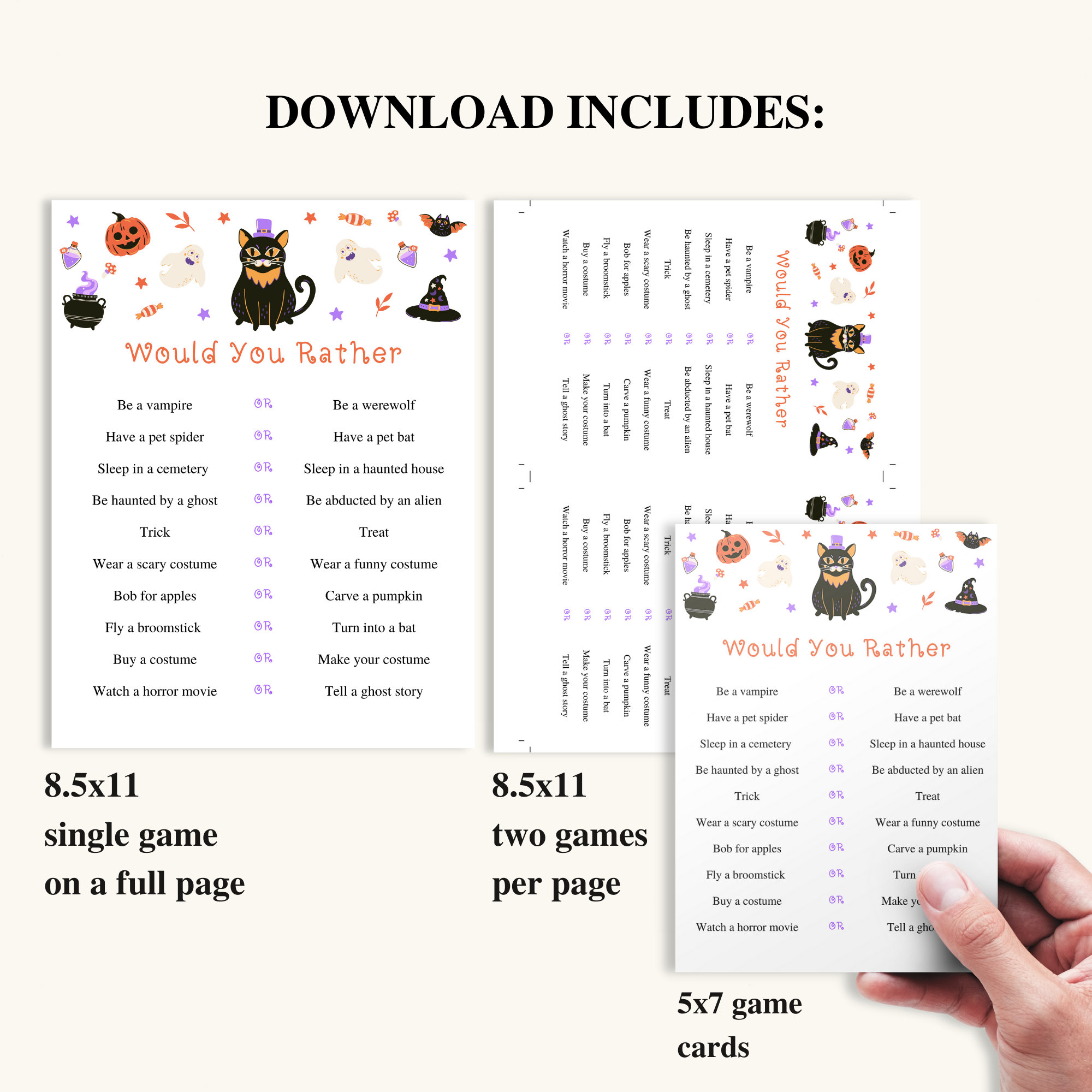 8 Printable Halloween Party Games Family Halloween Game Bundle Kids ...