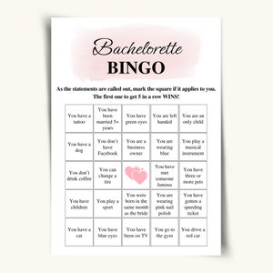 50 Druckbare Bachelorette Bingo Karten: SAUBER Junggesellinnenparty Spiele, US Letter & A4 DOWNLOAD Bild 3