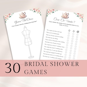 30 Printable Tea Party Bridal Shower Games, High Tea Bridal Shower Game Bundle, Bachelorette Party Games, US Letter & A4, DOWNLOAD