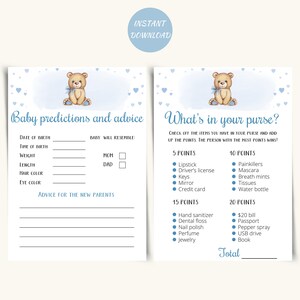 8 Printable Teddy Bear Baby Shower Games Teddy Bear Baby - Etsy