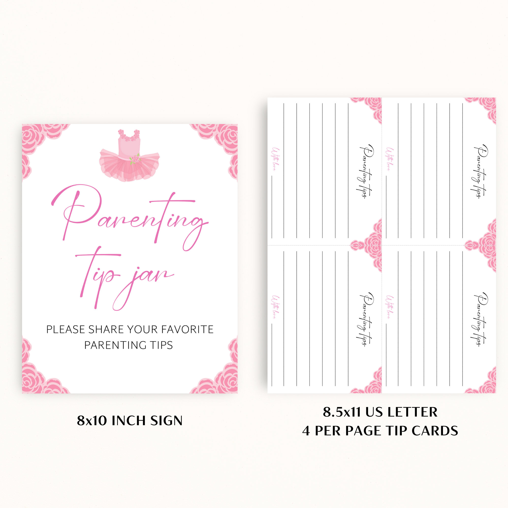 16 Printable Tutu Baby Shower Table Signs 8x10 Baby Shower Sign Bundle ...