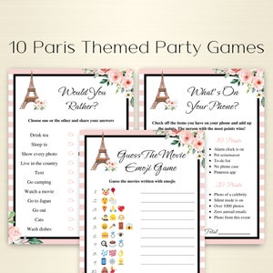 10 Printable Paris Themed Party Games: Parisian Birthday Games | DOWNLOAD
