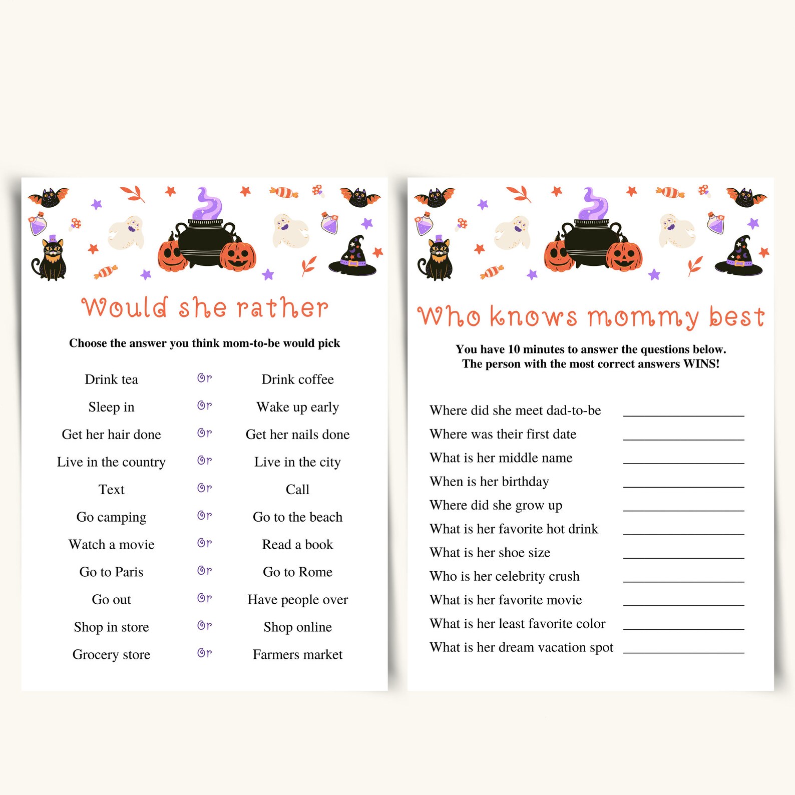 14 Printable Halloween Baby Shower Games 5x7 A Baby is - Etsy