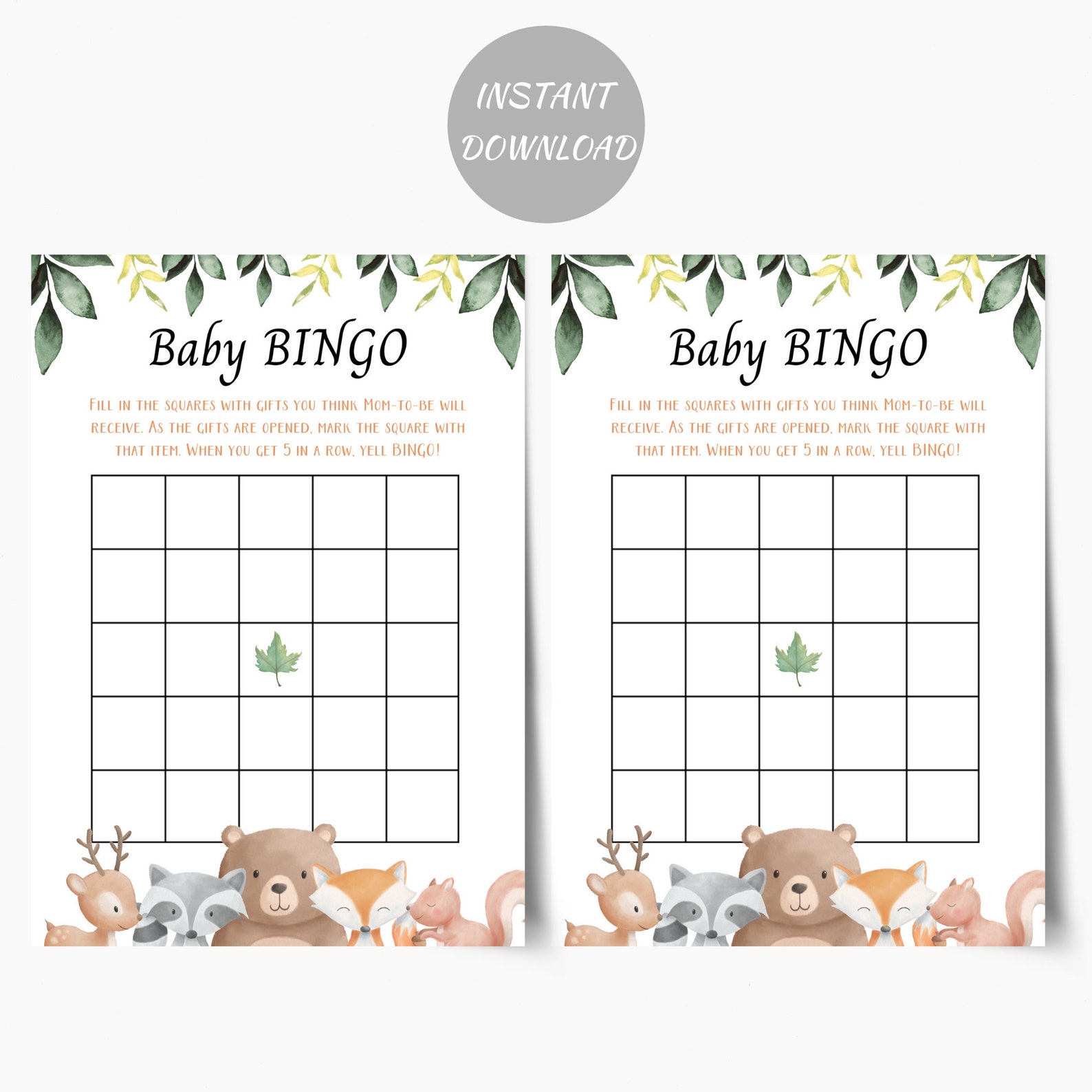 Free Printable Woodland Baby Shower Bingo Game Easy B vrogue.co