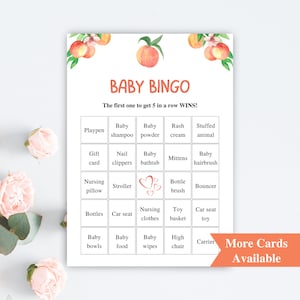 30 druckbare Pfirsich-Babyparty-Bingokarten, süß wie ein Pfirsich-Babyparty-Bingo, Obst-Babyparty-Spiele, Baby-Bingo vorgefüllter DOWNLOAD