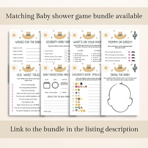 100 Printable Western Baby Shower Bingo Cards: Prefilled Baby Shower Gift Bingo, Country Baby Shower, Cowboy Baby Shower Games DOWNLOAD image 6