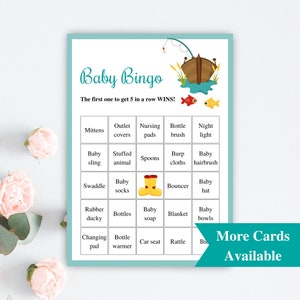 30 druckbare vorgefüllte Babyparty-Bingokarten, Angeln-Babypartybingokarten, Junge-Babypartyspiele, Babybingo-vorgefüllte DOWNLOAD