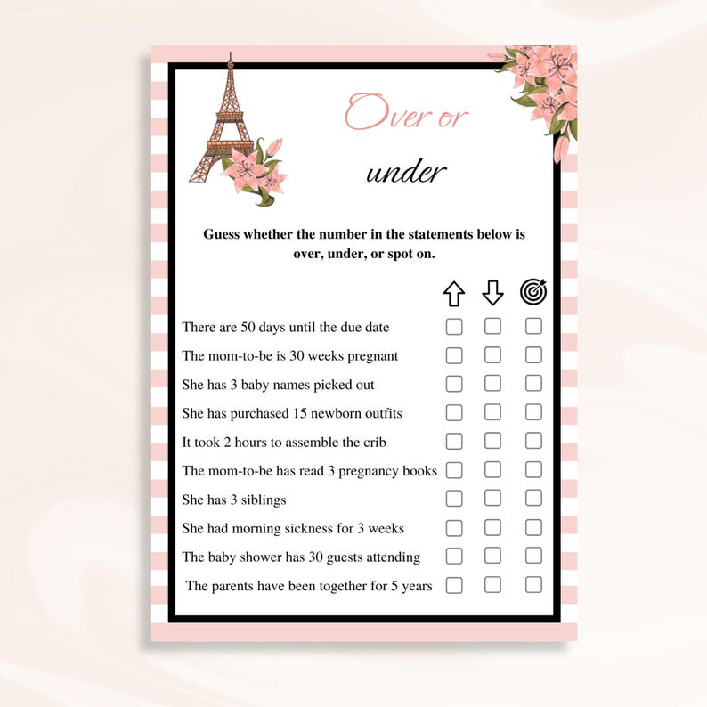 30 Printable Paris Baby Shower Games, Parisian Baby Shower Games, Eiffel Tower Baby Shower Games, France Baby Shower Games, DOWNLOAD image 3