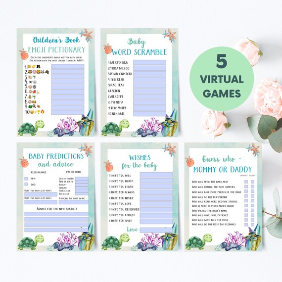 Virtual Baby Shower Games Virtual Shower Games For Ocean Baby Etsy