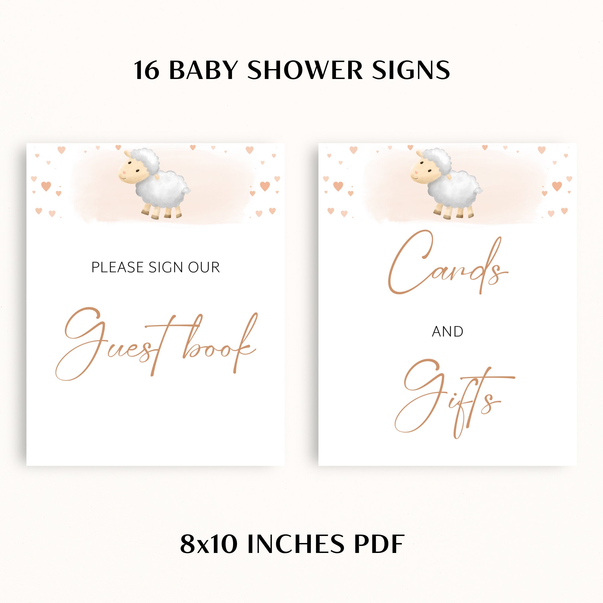 16 Printable Little Lamb Baby Shower Table Signs 8x10 Baby Shower Sign ...