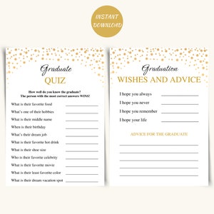 10 Printable Graduation Party Games, Gold Theme Grad Games, DOWNLOAD - Etsy