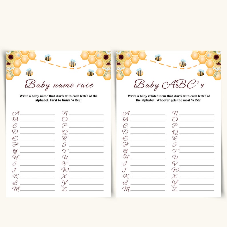 14 Printable Honey Bee Baby Shower Games Bumblebee Baby Etsy