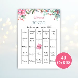 40 tarjetas de bingo de despedida de soltera de invierno imprimibles / Bingo de regalo de despedida de soltera precargado / Juegos de despedida de soltera de Navidad / DESCARGAR