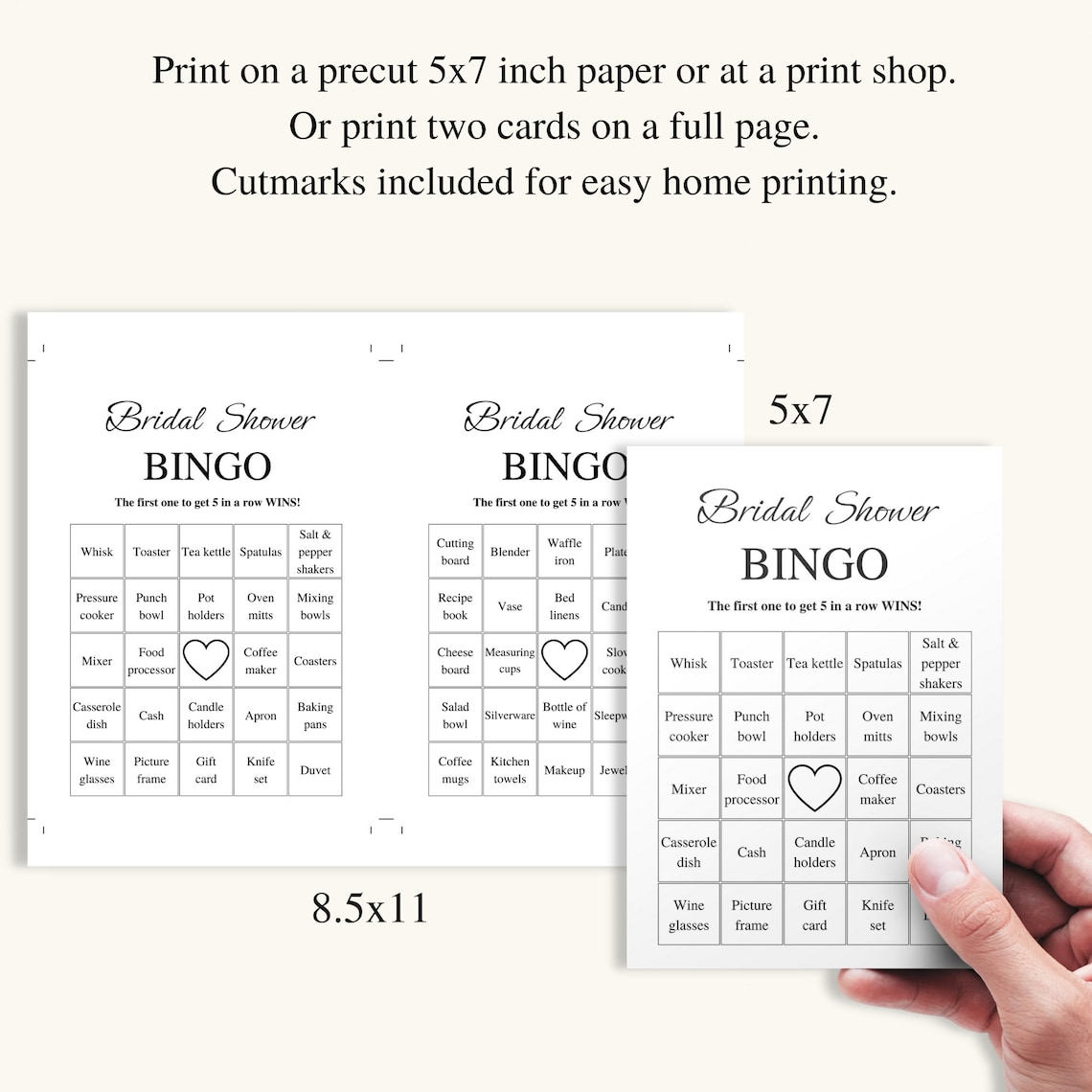 50 Printable Bridal Shower Bingo Cards Prefilled Bridal Bingo | Etsy