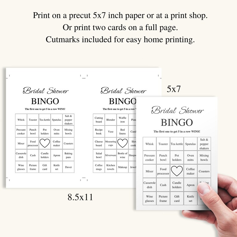 50 Printable Bridal Shower Bingo Cards, Prefilled Bridal Bingo Game ...