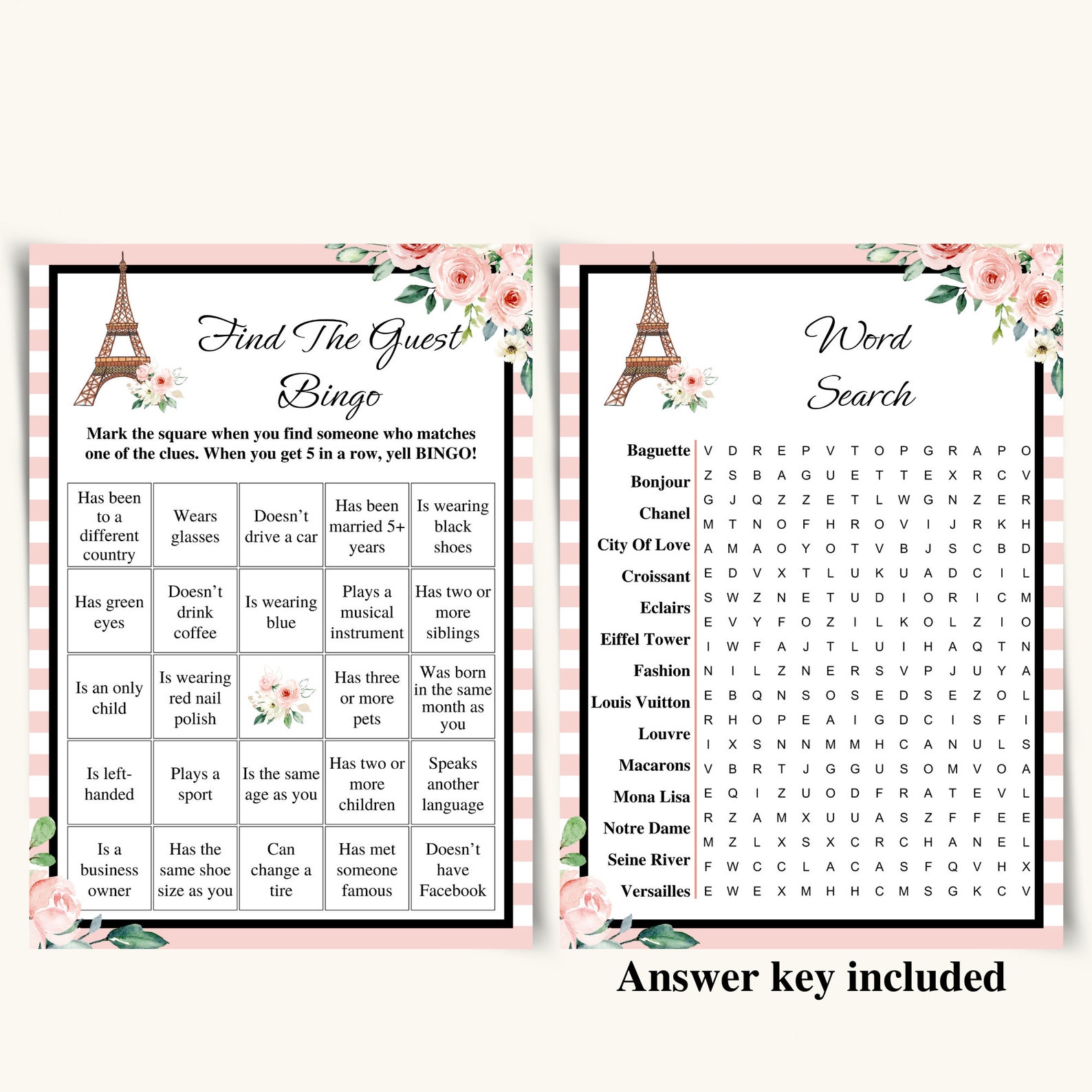 10 Printable Paris Themed Party Games Paris Party Game - Etsy