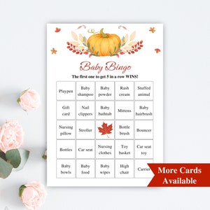 30 Tarjetas de Bingo de Baby Shower de Calabaza imprimibles / Tarjetas de Bingo de Bebé de Calabaza Pequeñas Precargadas 5x7 / Juegos de Baby Shower de Otoño / DESCARGAR