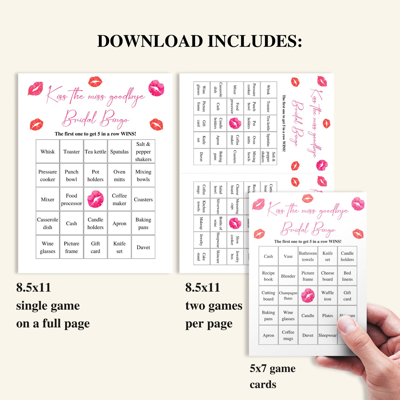 50 Printable Bridal Shower Bingo Cards Prefilled Bridal Shower Gift