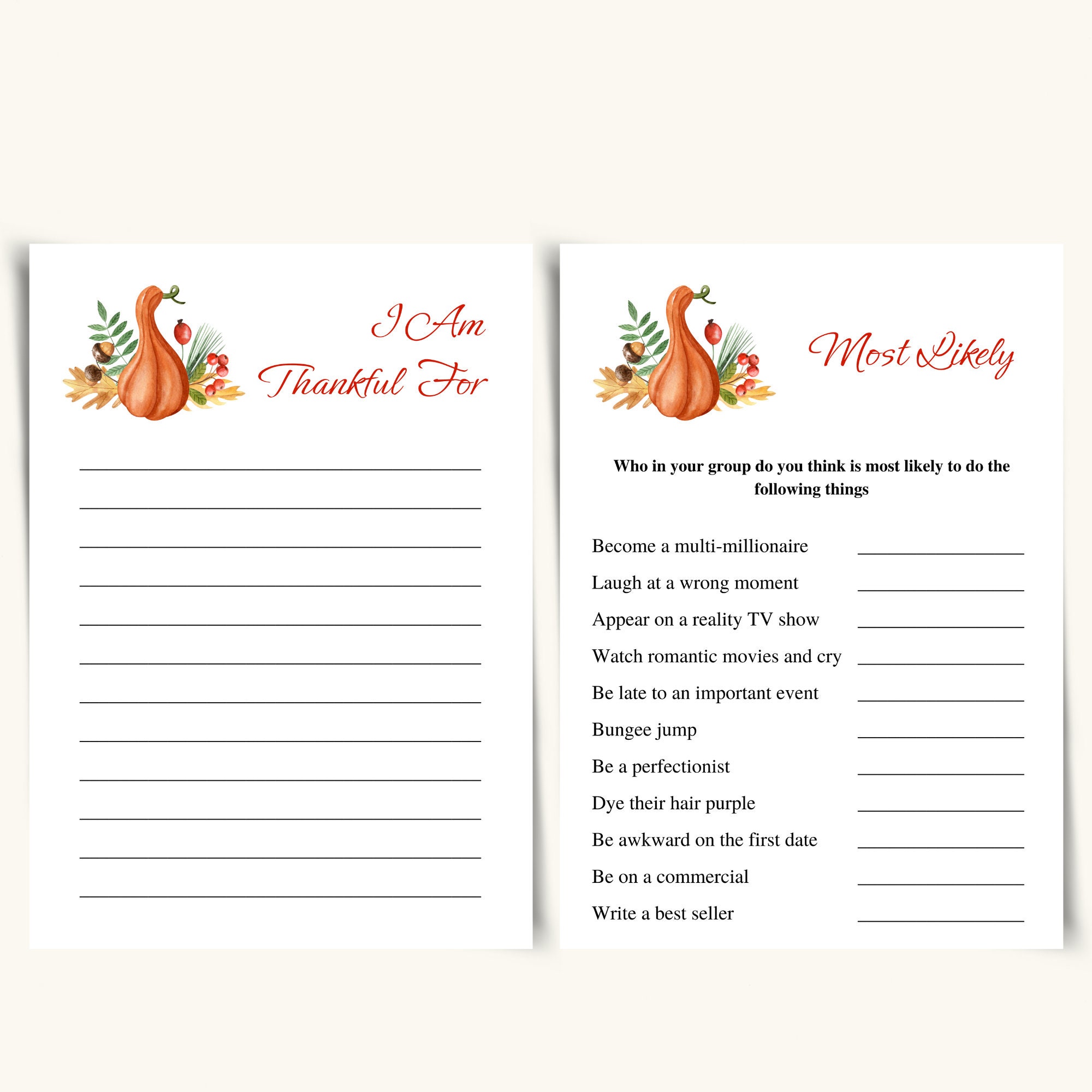 10 Printable Thanksgiving Party Games | Thanksgiving Dinner Games ...