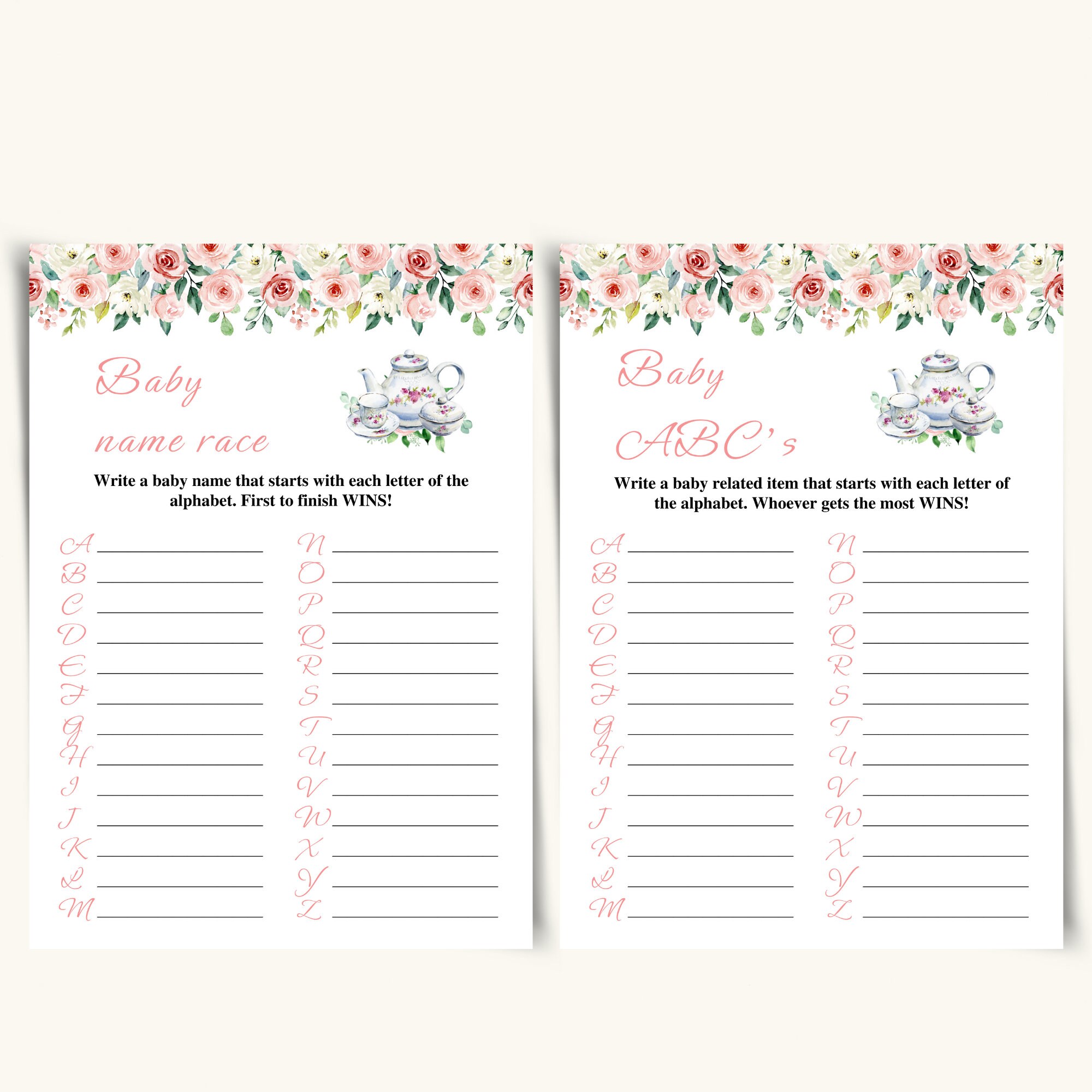 14 Printable Tea Party Baby Shower Games Afternoon Tea Baby Etsy