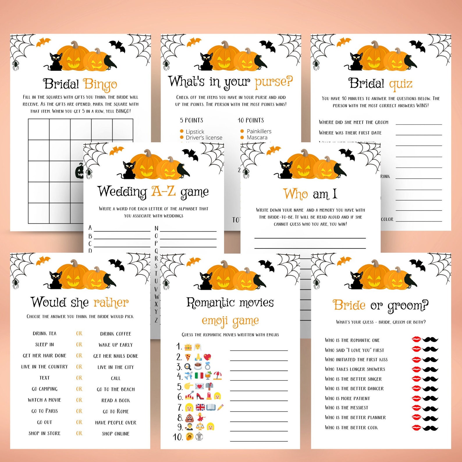 Printable Halloween Bridal Shower Games Bridal Shower Halloween Themed