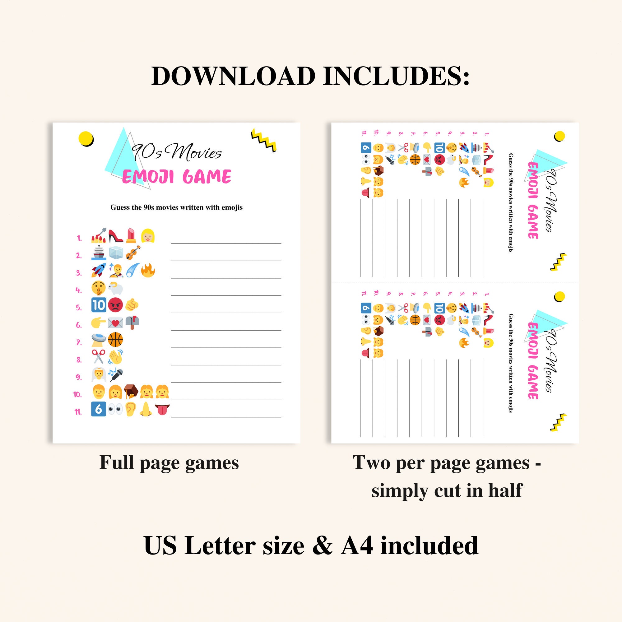 10 Printable 90s Themed Party Games 90s Party Game Bundle 90s Themed ...