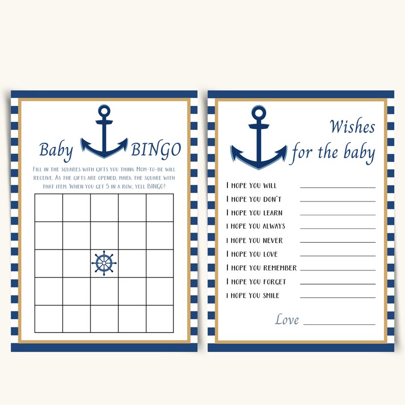 Printable Nautical Baby Shower Games, 5x7 Ahoy Its A Boy Baby Shower