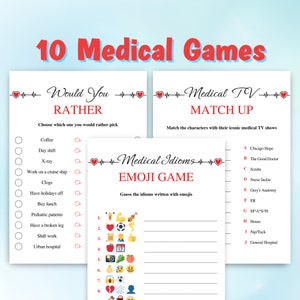 10 Printable Medical Games | Medical Themed Game Bundle | Nurse Games | Doctor Games | US Letter Size & A4 Included | DOWNLOAD
