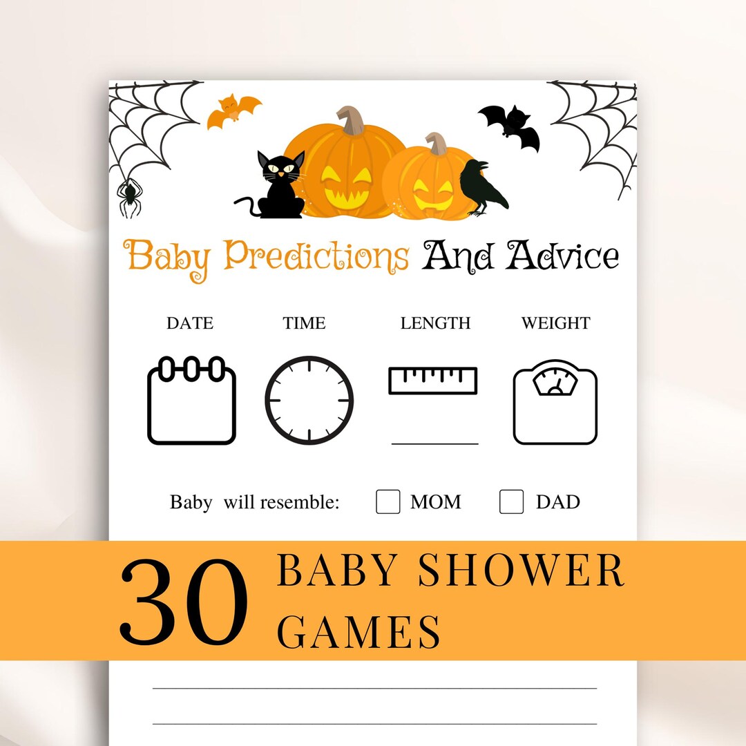 30 Printable Spooky Baby Shower Games: Halloween Baby Shower Game