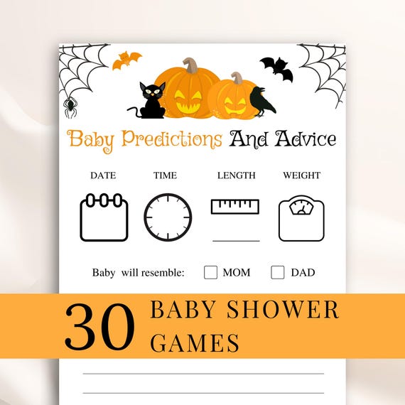 30 Printable Spooky Baby Shower Games: Halloween Baby Shower Game Bundle, Little Boo Baby Shower Games, Pumpkin Baby Shower Games, DOWNLOAD