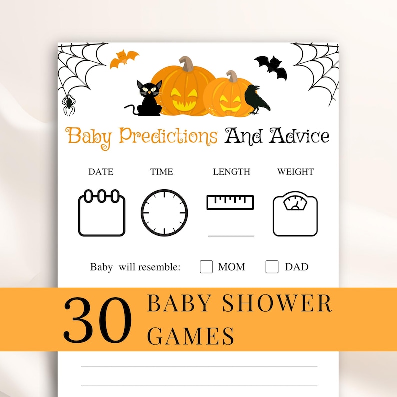 30 Printable Spooky Baby Shower Games: Halloween Baby Shower Game Bundle, Little Boo Baby Shower Games, Pumpkin Baby Shower Games, DOWNLOAD image 1