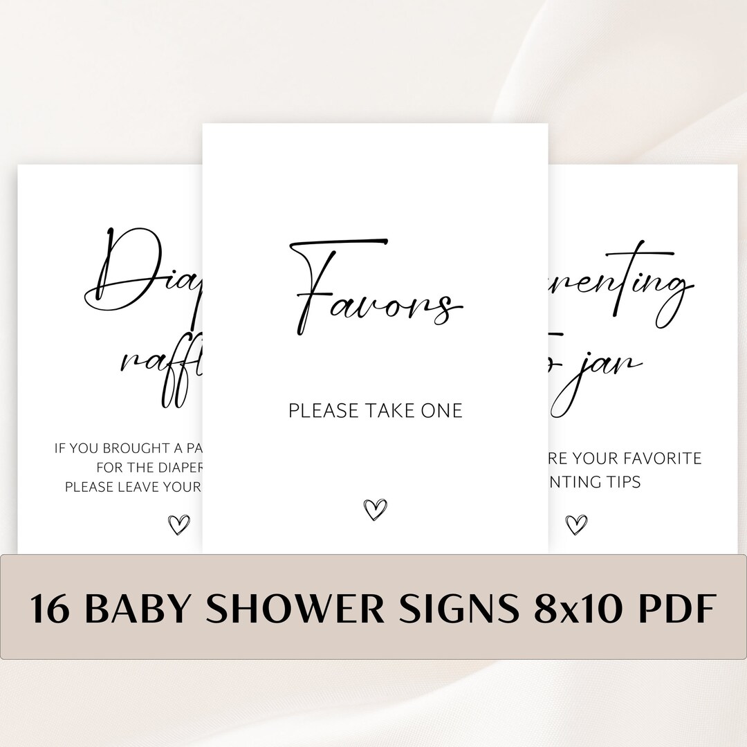 16 Printable Black and White Baby Shower Table Signs 8x10 - Etsy