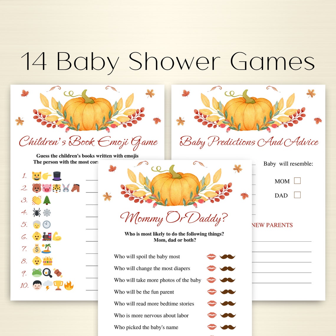 14 Printable Pumpkin Baby Shower Games Little Pumpkin Baby - Etsy