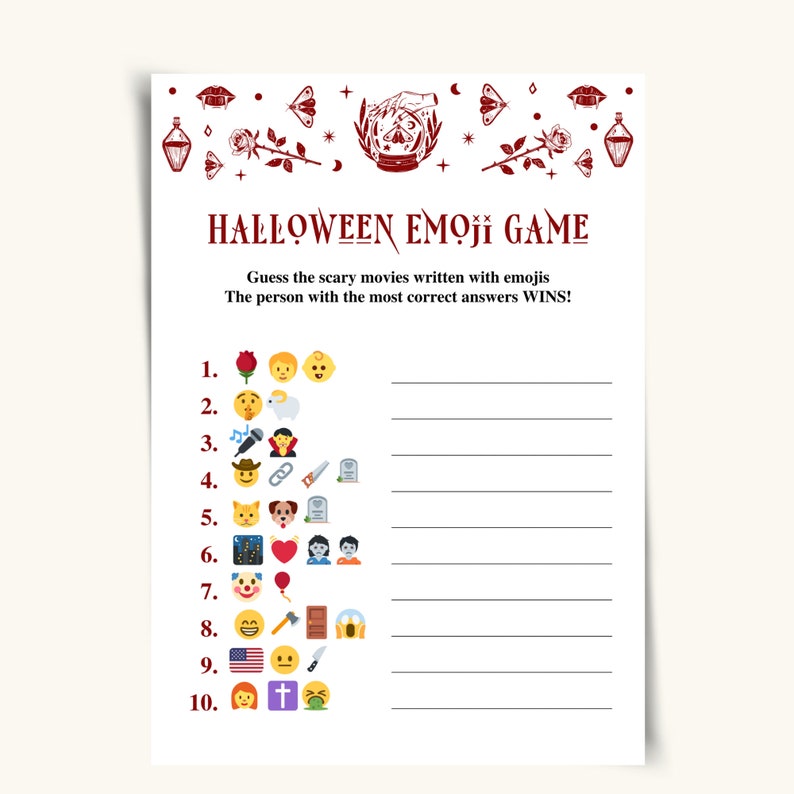 Printable Halloween Emoji Game Adult Halloween Games - Etsy